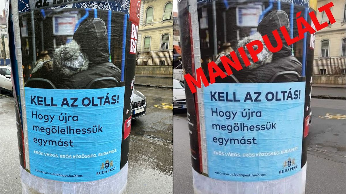 Plakátu na podporu očkování v Budapešti kdosi změnil význam, fotografie se šíří internetem